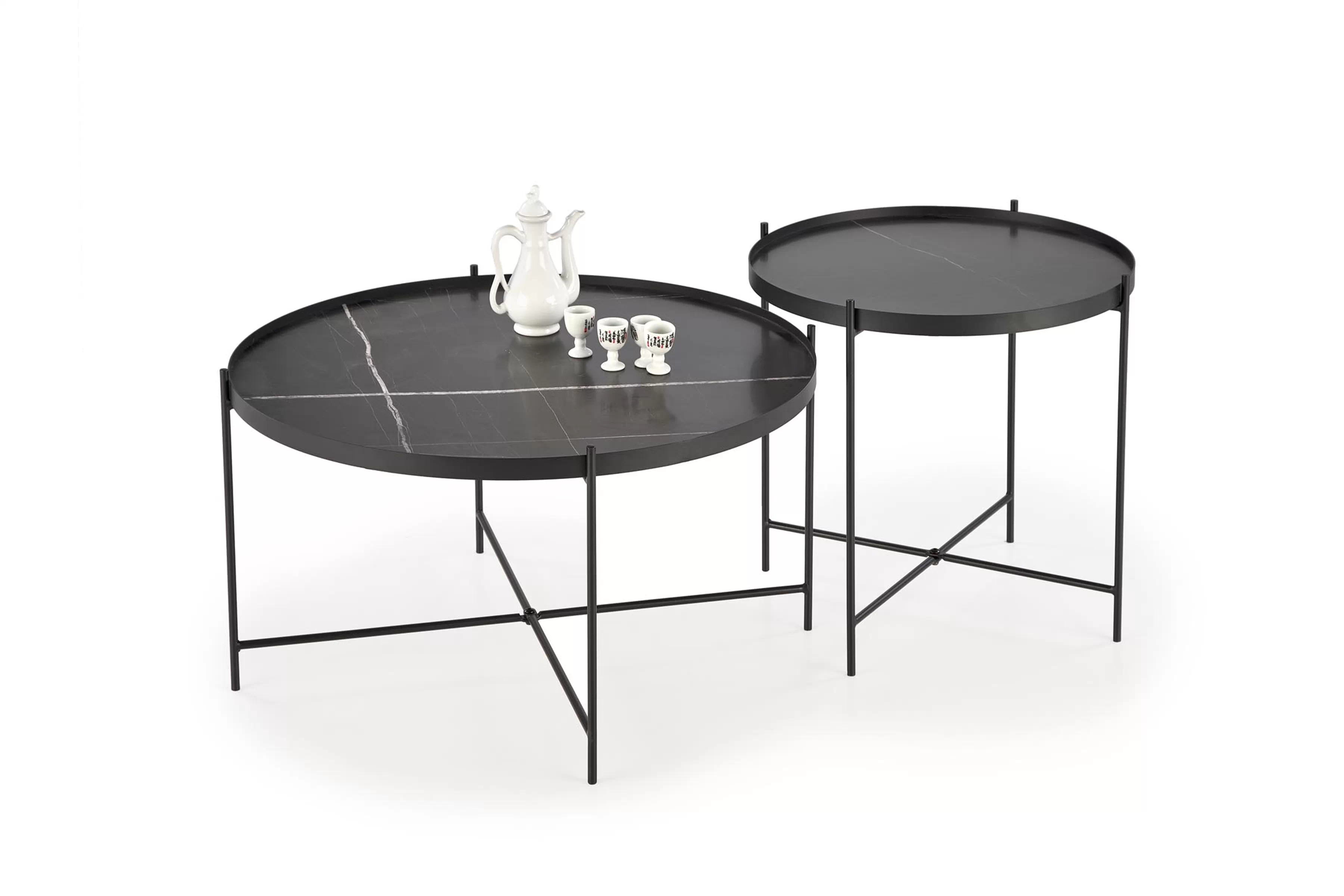 Súprava konferenčných stolíkov Mensa - čierny mramor Komplet Stolíkow kawowych Mensa - Čierny mramor