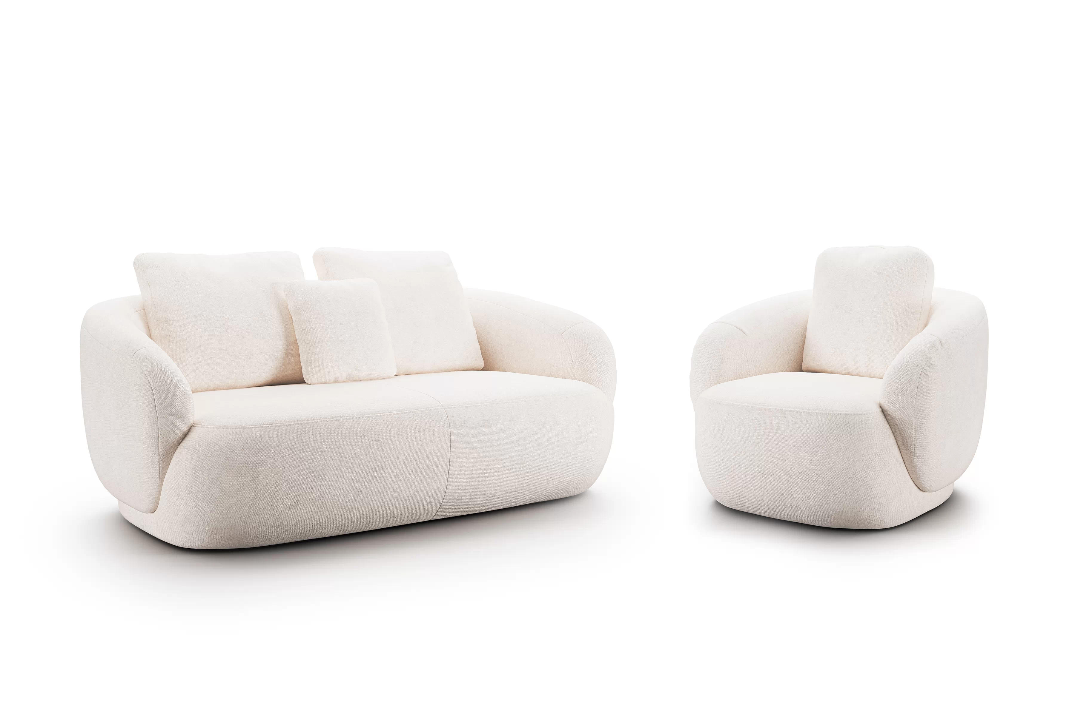 Sedacia súprava Finezal 2+1 - krémová žinylka Tender Way 01 Komplet odpočinkové Pohovka Finezal 2-os + Kreslo - béžový šenil Tender Way 01 