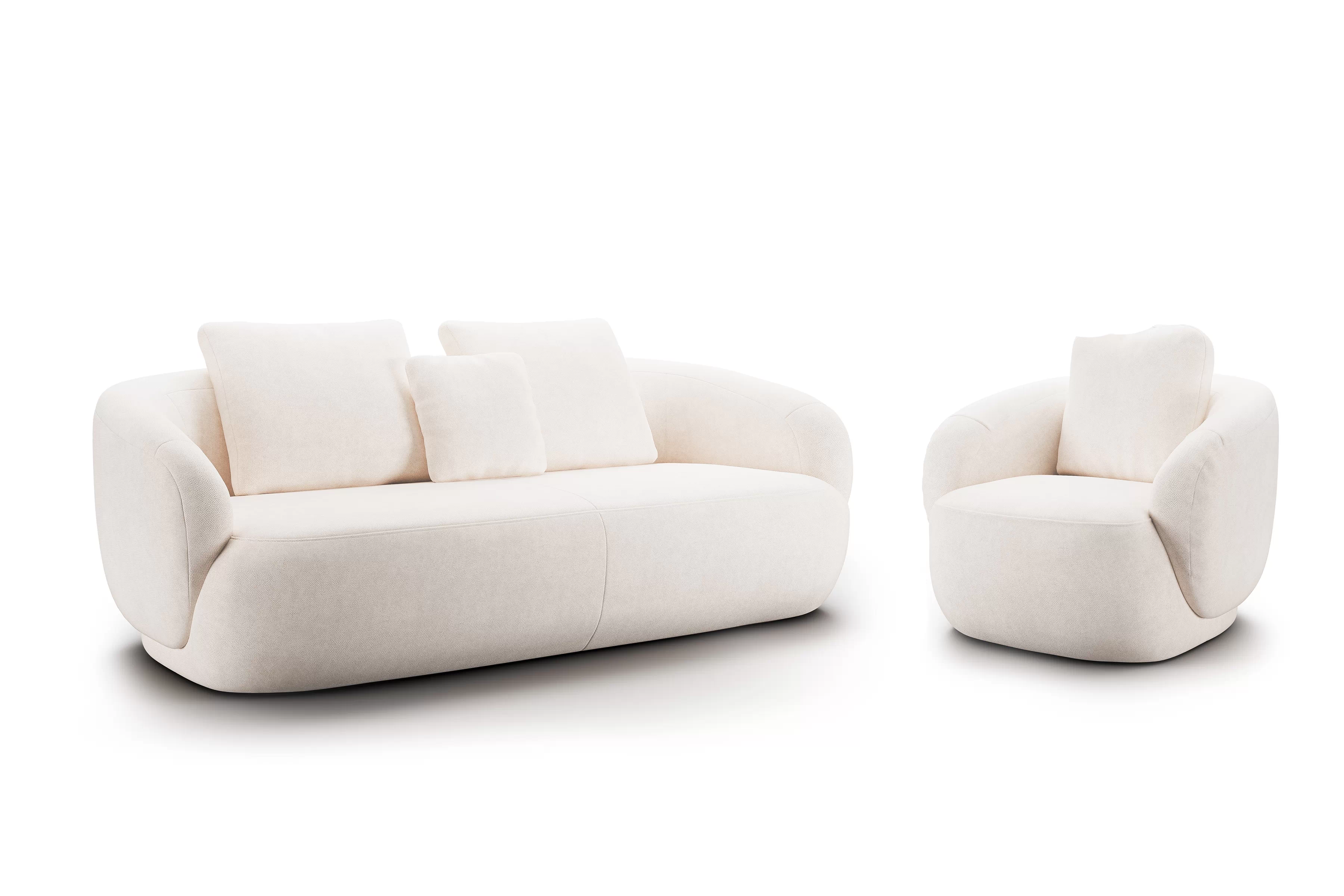 Sedací souprava Finezal 3+1 - krémová látka Tender Way 01 Komplet čalouněná Pohovka Finezal 3-os + Křeslo - béžová šenil Tender Way 01 