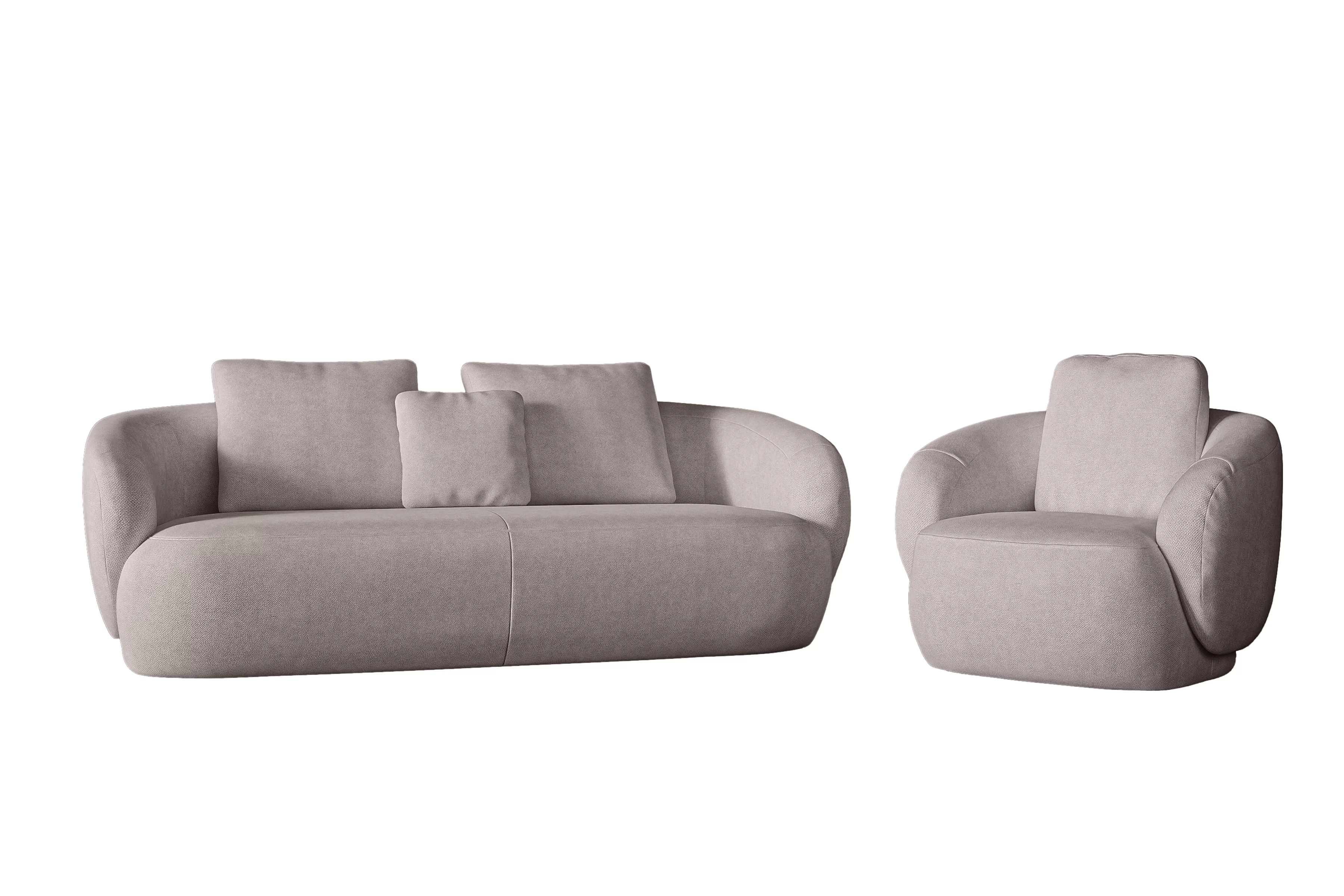 Sedacia súprava Finezal 3+ otočná 1 - béžová žinylka Tender Way 04 Komplet odpočinkové Pohovka Finezal 3-os + Kreslo otočna - béžový šenil Tender Way 04