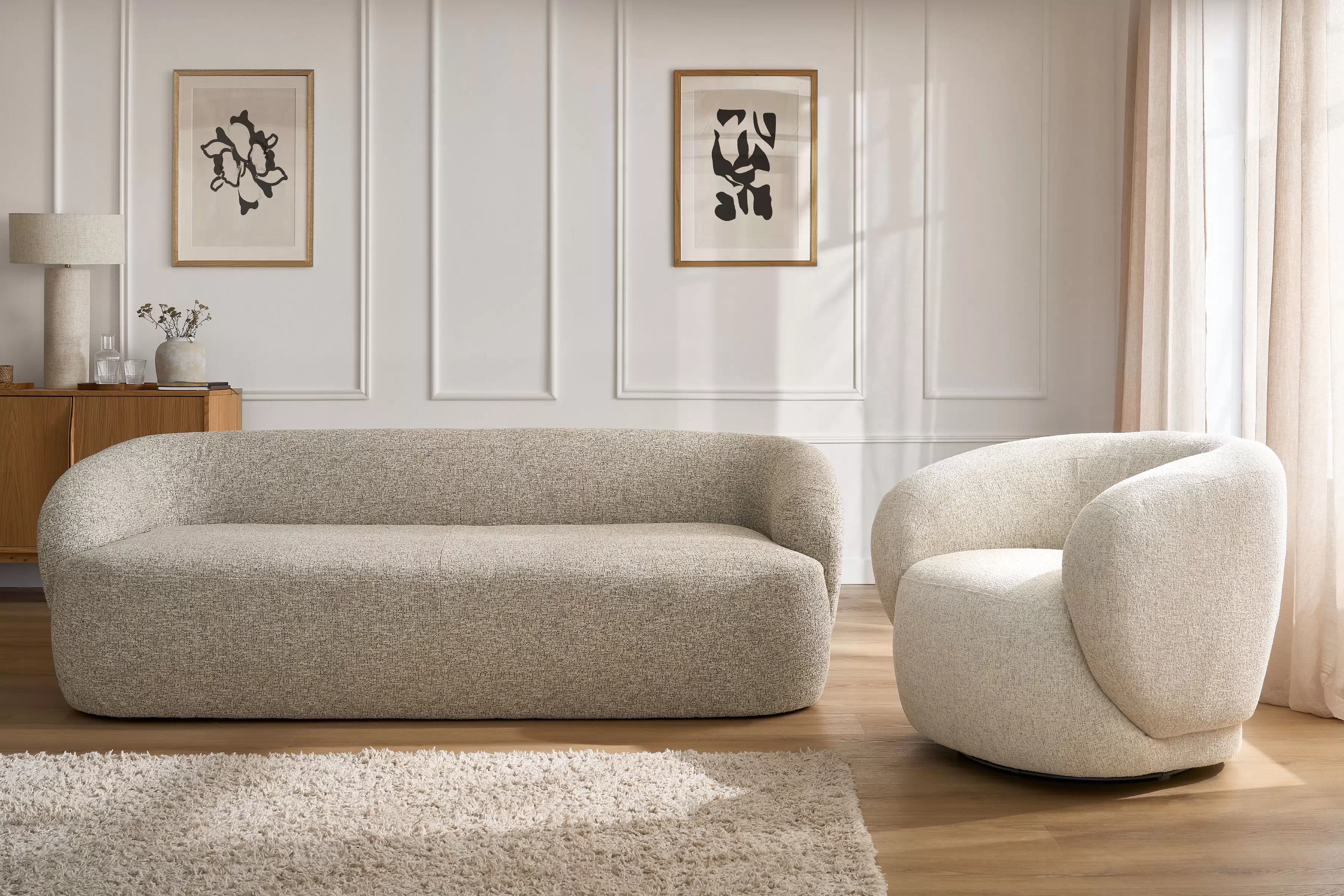 Čalouněný set Finezal - pohovka 3místná + otočné křeslo Komplet čalouněná Pohovka Finezal 3-os + Křeslo obrotowy