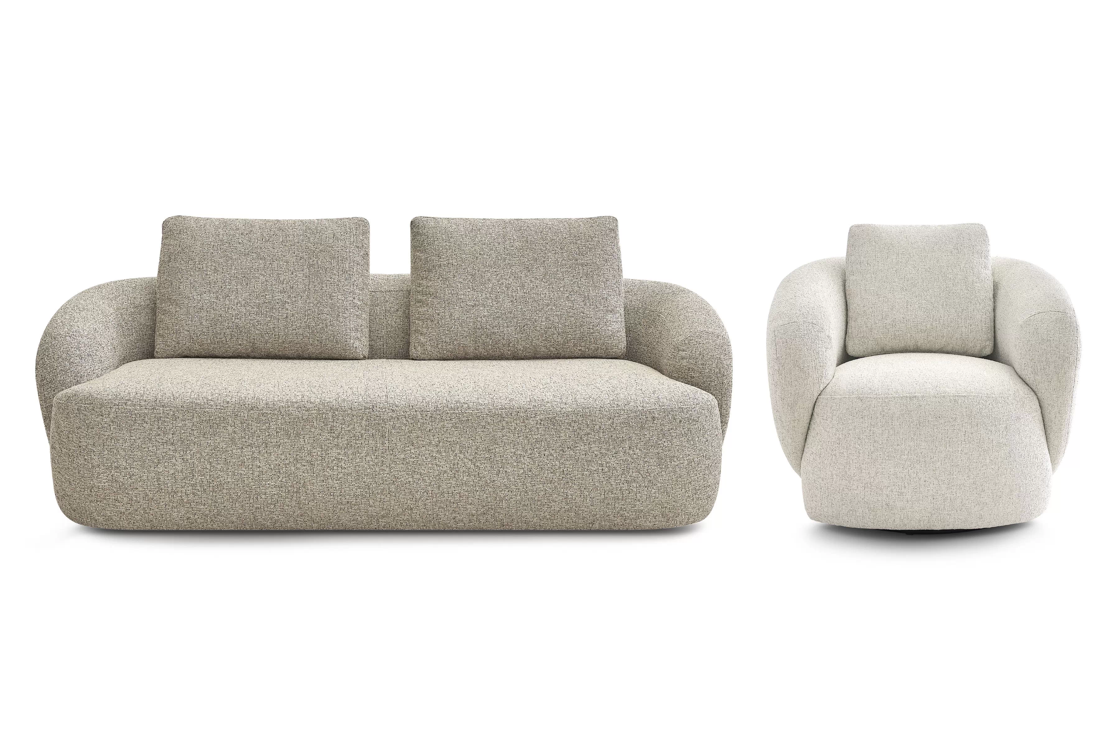 Čalouněný set Finezal - pohovka 3místná + otočné křeslo Komplet čalouněná Pohovka Finezal 3-os + Křeslo obrotowy