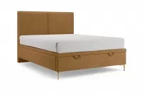 Čalouněná boxspring postel Lektis 160x200 s úložným prostorem - medově hnědá látka Maya 06 / zlaté kovové nohy  Postel boxspring Lektis 160x200 s úložným prostorem- medová hnědá potahová látka snadno čistitelný Maya 06 / Nohy kovové zlaté