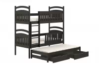 Poschodová posteľ Amely s prístelkou a tabuľou stierateľnou za sucha - 80x190 cm - čierna drevená posteľ poschodová w čiernym farbe 