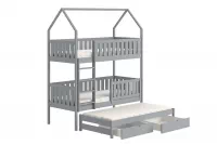 Dětská domečková postel patrová výsuvná Nemos - šedý, 90x200 postel dětské patrová  výsuvná Nemos - Barva šedý 