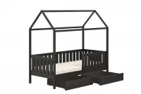 Detská domčeková posteľ Nemos II so zásuvkami - 80x180 cm - čierna Detská posteľ prízemná so zásuvkami Nemos II - Farba Čierny 