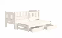 Detská posteľ Alvins s prístelkou - 80x160 cm - biela Detská posteľ prízemná s výsuvným lôžkom Alvins - Farba Biely 