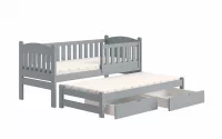 Detská posteľ Alvins s prístelkou - 90x200 cm - šedá Detská posteľ prízemná s výsuvným lôžkom Alvins - Farba šedý 