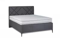 Čalouněná postel do ložnice s úložným prostorem Simen - 140x200, Nohy černé šedý postel Simen z czarnymi nozkami 