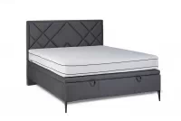 Manželská posteľ Simen s roštom a úložným priestorom - 160x200 cm - čierne nožičky šedá posteľ z wysokim wezglowiem 