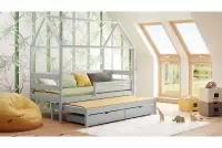 Dětská domečková postel přízemní výsuvná Comfio - šedý, 80x190 postel dětské domeček přízemní výsuvná Comfio - šedý