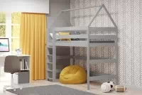 Detská domčeková posteľ vyvýšená Comfio - šedý, 80x180 Posteľ dzieciece domek vyvýšená Comfio - šedý 