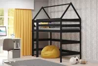 Dětská domečková postel vyvýšená postel Comfio - Černý, 90x200 postel dětské domeček vyvýšená postel Comfio - Černý    
