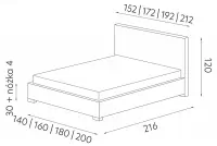 Čalouněná postel 180x200 Porto z regulowanym zaglowkiem a úložným prostorem postel čalouněné 180x200 Porto z regulowanym zaglowkiem a úložným prostorem - Rozměry