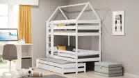 Dětská domečková postel patrová výsuvná Comfio - Bílý, 90x200 postel dětské domeček patrová  výsuvná Comfio - Bílý