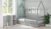 Detská domčeková posteľ prízemná Comfio - šedý, 90x200 Posteľ dzieciece domek prízemná Comfio - šedý