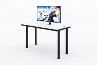 Birou de scris gaming Lamit 120 cm cu înălțime reglabilă și bandă LED - alb / negru birou de scris gamingowe Lamit 120 cm z regulacja wysokosci oraz tasma LED - alb / negru 