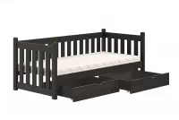 Detská posteľ Swen DP 001 so zásuvkami - 80x180 cm - čierna Posteľ prízemná drevená Swen DP 001 - Čierny