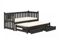 Detská posteľ Swen s prístelkou - 90x180 cm - čierna Posteľ prízemná výsuvna Swen - Farba Čierny