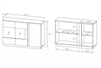 Komoda Arcano s proskleným čelem 138 cm - bílá/dub grandson třídveřová Komoda Arcano z przeszklonym frontem 138 cm - Bílý/Dub grandson