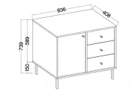 Komoda Lotina II 1F3S so zásuvkami 84 cm - Béžová Pieskový / zlaté nožičky Komoda Lotina II 1F3S so zásuvkami 84 cm - Béžová Pieskový / zlote nožičky