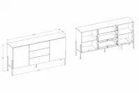 Comoda cu sertare Wezilo 184 cm - cașmir / negru Picioare Comoda cu sertare Wezilo 26 - 184 cm - cașmir / negru Picioare