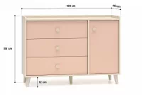 Komoda dziecieca Marla 120 cm se zásuvkami - piasek pustyni / Růžová / millenial pink - Omezená nabídka z expozice Komoda dziecieca Marla 120 cm se zásuvkami - piasek pustyni / Růžová / millenial pink - Omezená nabídka z expozice