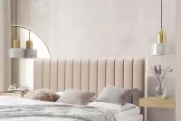 Manželská postel Nicole 160x200 - béžový samet Velluto 2 / zlaté nohy Postel pro ložnice Nicole 160x200 - béžová welwet Velluto 2 / Nohy zlote (produkcja bogart)