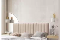 Manželská postel Nicole 160x200 - béžový samet Velluto 2 / černé nohy Postel pro ložnice Nicole 160x200 - béžová welwet Velluto 2 / Nohy černá