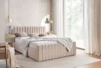 Postel do ložnice Nicole 120x200 s úložným prostorem - béžový samet Velluto 2 Postel pro ložnice Nicole 120x200 s úložným prostorem- béžová samet Velluto 2