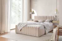 Manželská postel Nicole 160x200 s úložným prostorem - béžový samet Velluto 2 Postel pro ložnice Nicole 160x200 s úložným prostorem- béžová samet Velluto 2