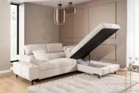 Rohová sedací souprava pravá rozkladany pro obývacího pokoje Tyrion L - béžová šenil Ditra New 20 Rohová sedací souprava pravá rozkladany pro obývacího pokoje Tyrion L - béžová šenil Ditra New 20