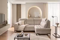 Rohová sedačka Gespano L pravostranná so širokým, vyrezaným bokom - béžový šenil Perfect harmony 07 Rohová sedacia súprava Gespano L pravá strana z szerokim, wcietym bokiem - Perfect harmony 07