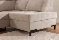 Rohová sedačka Gespano L pravostranná so širokým, vyrezaným bokom - béžový šenil Perfect harmony 07 Rohová sedacia súprava Gespano L pravá strana z szerokim, wcietym bokiem - Perfect harmony 07