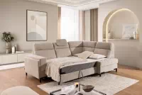 Rohová sedačka Gespano L pravostranná so širokým, vyrezaným bokom - béžový šenil Perfect harmony 07 Rohová sedacia súprava Gespano L pravá strana z szerokim, wcietym bokiem - Perfect harmony 07