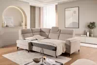 Rohová sedačka Gespano L ľavostranná so širokou, zúženou opierkou - béžový šenil Perfect harmony 07 Rohová sedacia súprava Gespano L Ľavá strana z szerokim, wcietym bokiem - Perfect harmony 07