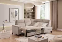 Rohová sedačka Gespano L pravostranná so širokým bokom - béžový šenil Perfect harmony 07 Rohová sedacia súprava Gespano L pravá strana z szerokim bokiem - béžový šenil Perfect harmony 07