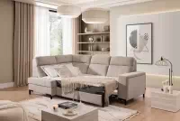 Rohová sedačka Gespano L ľavostranná so širokou opierkou - béžový šenil Perfect harmony 07 Rohová sedacia súprava Gespano L Ľavá strana z szerokim bokiem - béžový šenil Perfect harmony 07