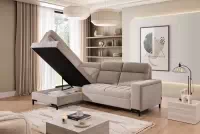 Rohová sedačka Gespano L ľavostranná so širokou opierkou - béžový šenil Perfect harmony 07 Rohová sedacia súprava Gespano L Ľavá strana z szerokim bokiem - béžový šenil Perfect harmony 07