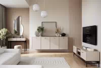 konzole Lorini 100 cm se zásuvkami - kašmír / černá Úchytky T-bar / Rošt konzole Lorini 100 cm se zásuvkami - kašmír / černá Úchytky T-bar / Rošt