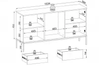 Komoda Bogalo se zásuvkami a LED osvětlením - černá / dub wotan Komoda se zásuvkami i oswietleniem LED Bogalo - černá / dub wotan