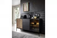 Komoda Bogalo se zásuvkami a LED osvětlením - černá / dub wotan Komoda se zásuvkami i oswietleniem LED Bogalo - černá / dub wotan