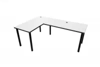 Herní stůl Nelmin 200 cm na kovovém podstavci levý - bílá / černá psací stůl gamingowe Nelmin 200 cm na kovové podstavě lewe - bílý / černý 