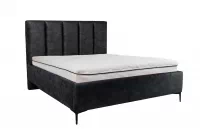 Čalouněná postel pro ložnice s rámem Klabi - 140x200, Nohy černé šedý postel z czarnymi, metalowymi nozkami 