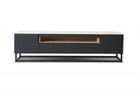 Grătar metalic galben TV 200 cm Dulap TV pe picioare metalice Doze - față