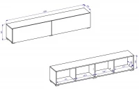 skříňka RTV stojaco - závěsná AVA 40 - 180 cm - bílá / wotan Rozměry