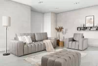 Rozkládací pohovka Basco - šedá tkanina Loft 18 Silver Pohovka rozkládací Basco