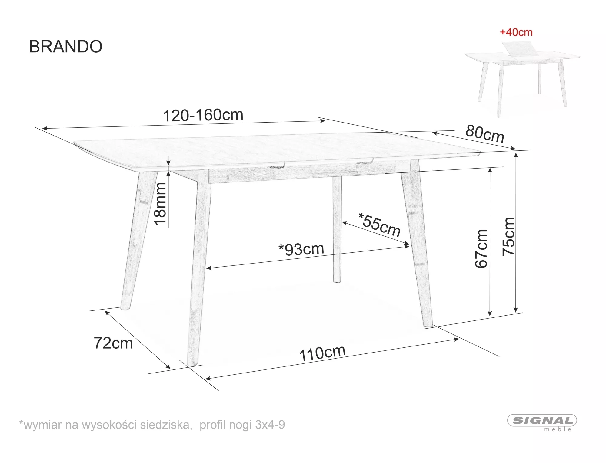 Rozkladací jedálenský stôl Brando - Dub Drevené Stôl rozkladany brando 120-160x80 cm - Dub