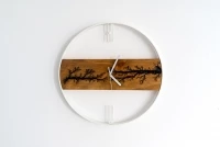 Drevené nástenné hodiny KAYU 08 Jelša v Loft štýle - Biela - 45 cm Drewniany zegar ścienny KAYU 08 Olcha w stylu Loft - Biały - 45 cm