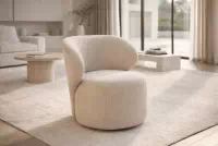 Dizajnové otočné kreslo Cocoon - béžové buklé Catch Me 02 Kreslo odpočinkové Cocoon otočna - Béžová boucle Catch Me 02